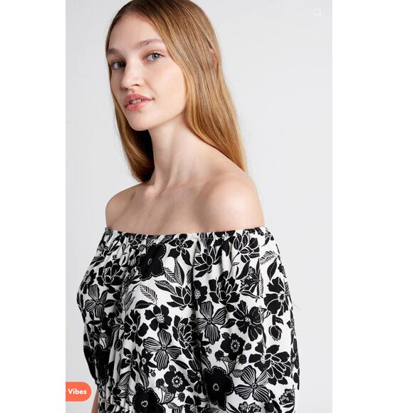 Parker & Rowe Bloom Wildly Tiered Midi Dress Womens Plus Size 3X Black White New - Picture 2 of 8